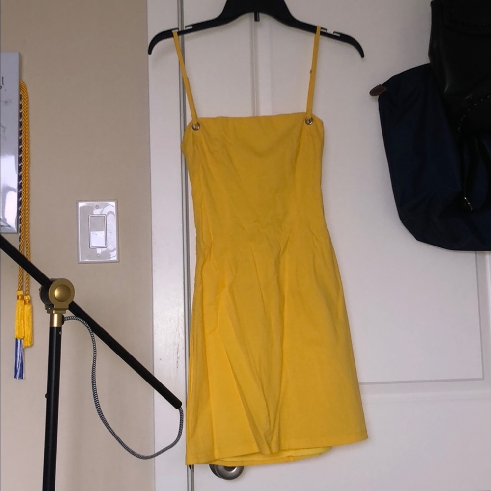 YELLOW BACK TIE DRESS